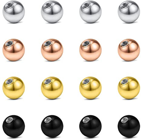 Rajnard Piercing Kugeln 14G 6mm Ersatzkugeln für Piercing Schmuck Chirurgenstahl Bauchnabelpiercing Zungenpiercing Septum Industrial Piercing