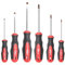 ROTATION 6-teiliges Schraubendreher-Set mit magnetischer Spitze, 3 Kreuzschlitz- und 3 flache, rote Spitze, rot, glänzend, S2-Stahl