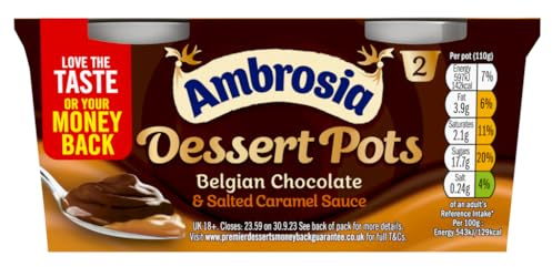 Ambrosia Dessert Pots Belgian Chocolate & Salted Caramel Sauce 2 x 110g (220g)