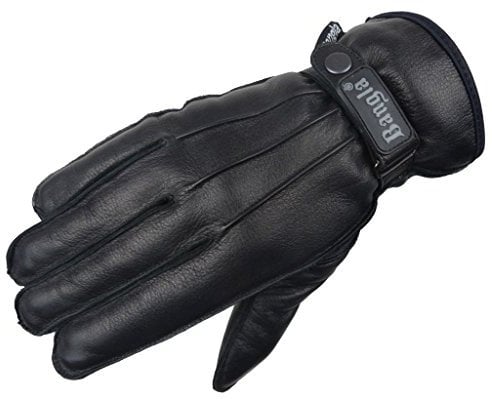 Bangla Herren Winter Leder Handschuhe Lederhandschuhe mit Schnalle Schwarz Gr. XXXL
