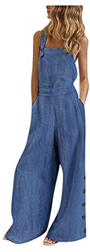 Kobilee Salopette Donna Estiva Overall Cotone Larghe Tuta Intera Lino Casual Jumpsuit Playsuit Oversize Monopezzi e Tutine Pantaloni Larghi Lunga Salopette Curvy Elegante