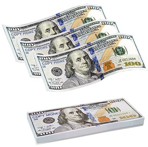 efuturetime 100 x Spielgeld Dollar Scheine Falsch Geld 100$, Rechengeld für Spielzeug Kasse, Prop Money für Geldpistole, Kaufladen Zubehör, Hochzeit, Party, Ostern