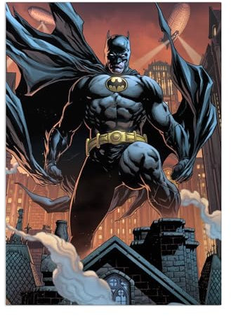 Displate Metallposter DC Comics - Comic Book Covers - Batman in Gotham Plakat - Wandbilder Bilder Wohnzimmer Deko Schlafzimmer - Geschenk - Wanddeko Metall Poster 32 cm x 45 cm