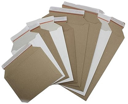 dimapax Versandtaschen aus Vollpappe Vollpapptaschen Kuverts Taschen Kartonbeutel (200, 175 x 250 mm - weiss)