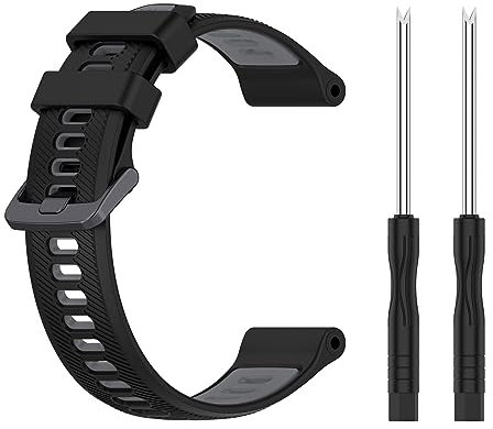 honecumi Armband für Garmin Forerunner 965 955 745/ Descent G1 Armband für Herren Damen- 22mm Weiches Silikon Ersatzarmband Sport Klassisch Verstellbares Buntes Uhrenarmband Ersatz, Schwarz/Grau