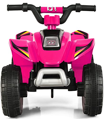 GYMAX Quad Elettrico per Bambini 3+ Anni, Veicolo Cavalcabile per Bambini 6V, con Funzione Avanti e Indietro, 72 x 39,5 x 45,5 cm (Rosa)