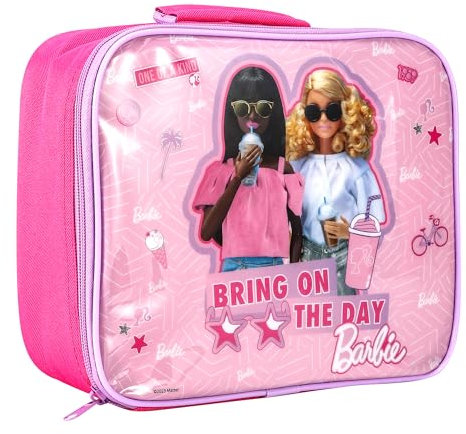 Zawadi Global Barbie - Lonchera rectangular aislada para niños y niñas, tamaño perfecto para empacar aperitivos calientes o fríos para la escuela y viajes, sin BPA