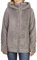 DENIMFY Fleecejacke Damen mit Kapuze DFMila Teddyfleece Kapuzenjacke Winterjacke Übergangsjacke, Größe:M, Farben:Asphalt Grey