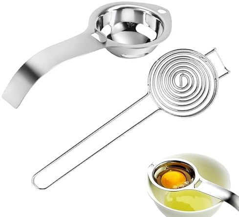 HORREX Eiertrenner 2 Stück Eiweißtrenner Edelstahl Eiweiß Trenner Eigelb und Eiweiß Schnell Trennen Eiertrenner Edelstahl Eiertrenner und Filter Werkzeug zum Trennen von Eiern Eiweißtrennung