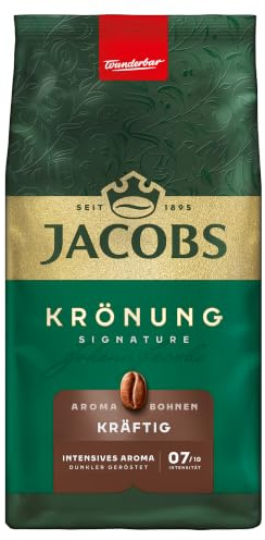 Jacobs Kaffeebohnen Krönung Kräftig Aroma-Bohnen, intensiv mit Haselnuss & Kakao, geröstet in Bremen, Intensität 7/10, Kaffee ganze Bohnen, 500 g