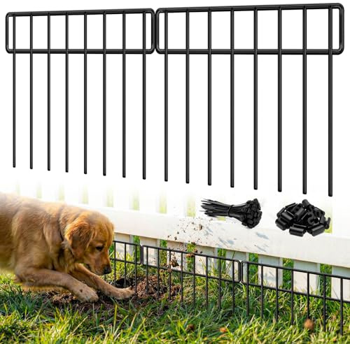 14 Panels 20Ft(L) X 13Inch(H) Garden Fence Animal Barrier - 14 Pack No Dig Fence Animal Barrier Fence Panel Metal Fencing Edging Border for Dog Rabbits and Outdoor Patio Yard Decorative Bottom Blocker