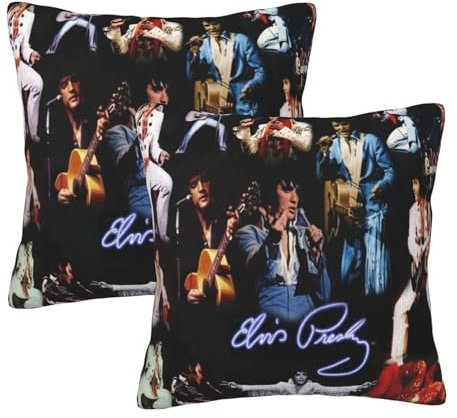Elvis Singer Rock-Presley Kissenbezug, weich, 45,7 x 45,7 cm, 2 Stück, Heimdekoration für Sofa, Bett, Teenager, Geschenkidee