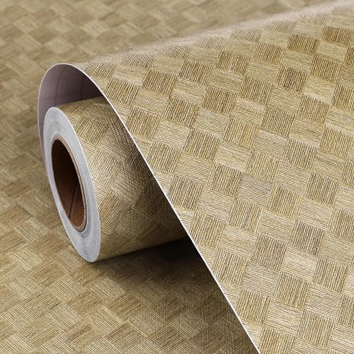 FunStick Brown Self Adhesive Wallpaper Textured Brown Wallpaper for Walls Geometric Removable Wallpaper Peel and Stick Living Room Wallpaper Brown Sticky Back Plastic for Shelves Wardrobe 30CM×5M