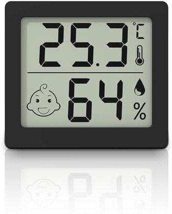 Digitales Thermometer Hygrometer Ultradünnes 3,1-Zoll-Großbild, elektronisches Thermo-Hygrometer Innen, Digitalanzeige für Temperatur und Luftfeuchtigkeit Temeo Hygro Indicator Messgerät (schwarz)