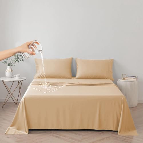 DUJUIKE 100% wasserdichte Schutzdecke oder Liner für Bett, Matratzenschoner für das Bett, Wiederverwendbare Unterlage, Bettlakenschutz (Aprikosengelb, Queen 200 * 230cm)