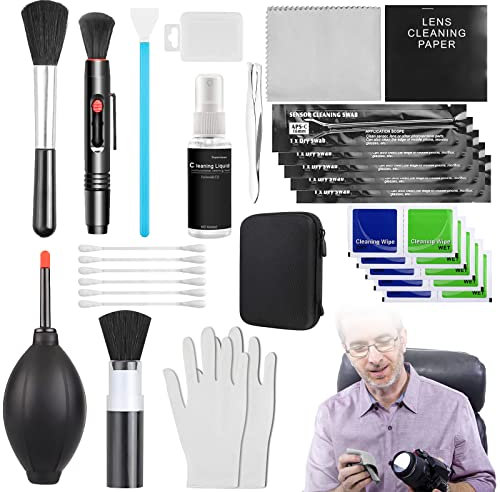 27 Stück Kamera Reinigungset, Handy Reinigungsset Objektive Reinigungs-Sets für DSLR Reinigungsset mit Raketengebläse Reinigungspinsel Reinigungstuch und Objektivbürste