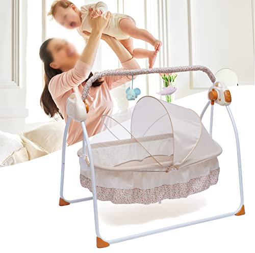 Culla elettrica per neonati, culla elettrica, altalena automatica, con telecomando, per bambini, Bluetooth, 25 kg, 5 marce, swing per bambini tra 0 e 18 mesi