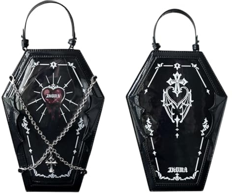 Ita Bag Rucksack Gothic Sarg Geldbörsen und Handtaschen für Frauen Halloween Umhängetasche mit Einsatz und Ketten, Laserschwarz, Classic