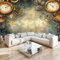Fototapete Retro Zahnräder Uhr 3D Effekt Vlies Tapeten Wandgemälde 300 x 210 cm Moderne Wanddeko Design Wandtapete Braun Wohnzimmer Schlafzimmer Büro Flur Wandgemälde