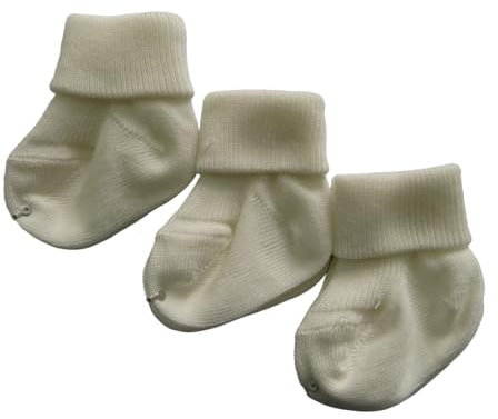 Bel Piccino Calzini Neonato in 100% Cotone Caldo. 3 paia di Calze bimbo 0-12 mesi Made in Italy. (IT, Età, 6 mesi, 9 mesi, Panna)