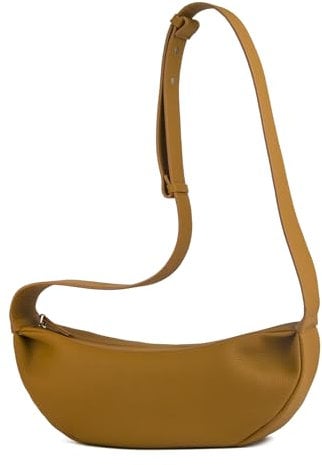 DONNAIN Halbmond Tasche Damen Leder, Stylische Crossbody Bag Damen Klein, Cross Body Bag for Women mit Breitem Riemen, Shoulder Bag Women, Kleine Umhängetasche Echtleder, Braun