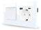 JIMEIDA Interruptor de luz con toma de corriente, 20 W, carga rápida, blanco con puertos USB (USB A y tipo C), 1 vía, empotrado, toma de cristal, botón, interruptor, 157 x 86 mm, 10 amp, 250 V