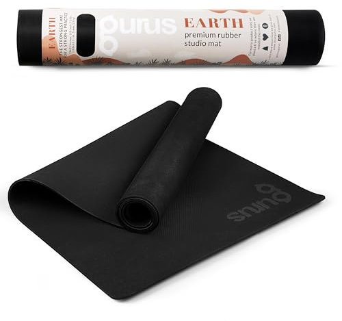 Gurus Yogamatte aus Naturkautschuk, umweltfreundlich, Yogamatte, rutschfeste Yogamatte, 183 x 63 cm, 5 mm dick
