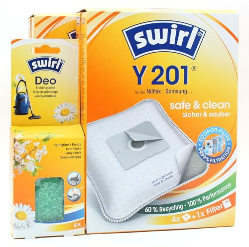 PakTrade 8 Staubsaugerbeutel + Deo-Perlen kompatibel mit Philips Geneva (Beutel/Bag!) | kompatibel mit Swirl Y201 - Y 201 | 8 Beutel, Lufterfrischer, Zubehör, Ersatzteile