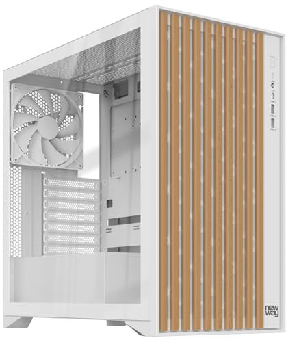 NEWWAY - 2024 Nuovo - NW1 - Case PC frontale in legno - Medio Torre Compatibile ATX/Micro-ATX/ITX - Tipo C USB - Ventole incluse 3 x 140 mm PWM - Pannello laterale Vetro temperato