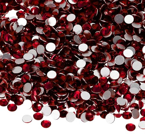 PATIKIL 1600Pcs SS16 Round Flatback Crystal 3.8-4.0-mm Glass Rhinestones Gems Diamonds for DIY Crafts Clothes Shoes Nail Art Decoration, Dark Red