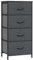 WOLTU Kommode schmal, Kommodenschrank mit 4 Schubladen aus Stoff, Sideboard Aufbewahrungskommode für Schlafzimmer Wohnzimmer Flur, industrieller Stil, Schwarze Holzoptik+Dunkelgrau, SSK011szdg