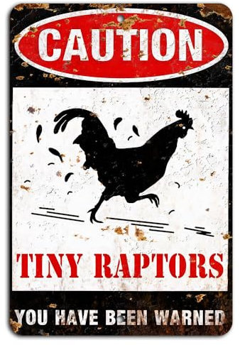 Achtung, winzige Raptoren, lustiges, rustikales Warnschild blechschilder retro mit sprüchen vintage home deko 12x8 inch/30x20cm