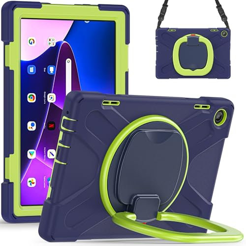 Funda para tableta a prueba de golpes de grado militar Funda compatible con Lenovo Tab M10 HD 2022 3rd 10.1 TB-328FU/TB-328XU, resistente a prueba de golpes, con soporte giratorio de 360 grados, co
