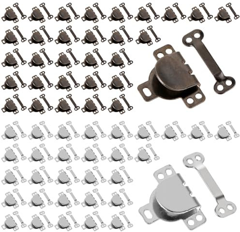 60 Paare Metall Hosenhaken, Haken Verschluss Hosenverschluss, Haken und Öse Nähen zum Annähen, Nähhaken Ösenverschluss für BHs, Hosen, Röcke, Pullovern, Nähzubehör in 2 Farben (Schwarz + Silberweiß)