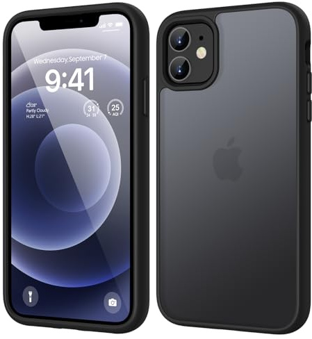 HGH Matt Case for iPhone 12 Mini & iPhone 13 Mini Case, Black | Frosted Translucent Back Phone Cover,Anti-Fingerprint Thin Shockproof Case Camera protection