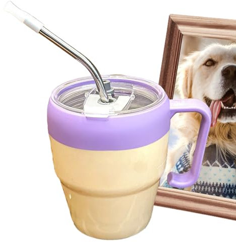 Coupons En Verre Avec Couvercles Et Pailles - Gobelet En Verre Réutilisable Avec Paille Et Couvercle | À Boire Personnalisé Pour | Tasse De Paille Avec Poignée Pour Boissons Chaudes Glacées Pour