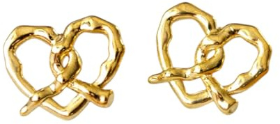 Brezel Ohrringe - Brezeln Herz Gold - Oktoberfest - Wiesn - Bayern - Dirndl Trachten