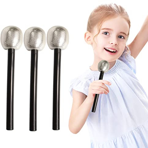 Jeorywoet 4PCS Party Mikrofon Requisiten für Eurovision Song Contest 2023 Rollenspielzeug Silber Glitzer für Kostüm
