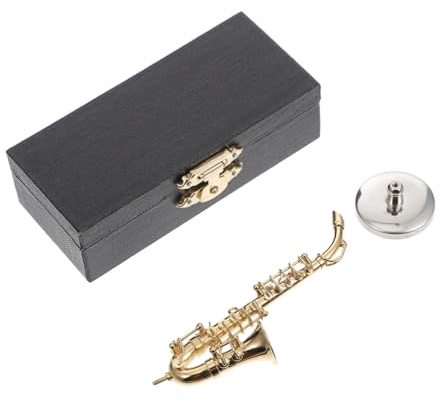 SOIMISS Miniatur Saxophon Modell aus Metall Realistisches Kleiner Saxophon Als Zimmerdekoration Verzierung für Schreibtisch