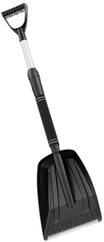 Hohopeti Pelle à Neige Multifonctionnelle Rétractable Portable Pelle de Dégivrage Ergonomique Noire Outil de Déneigement Compact pour Voiture 4X4 et Camping-Car Légère et Résistante