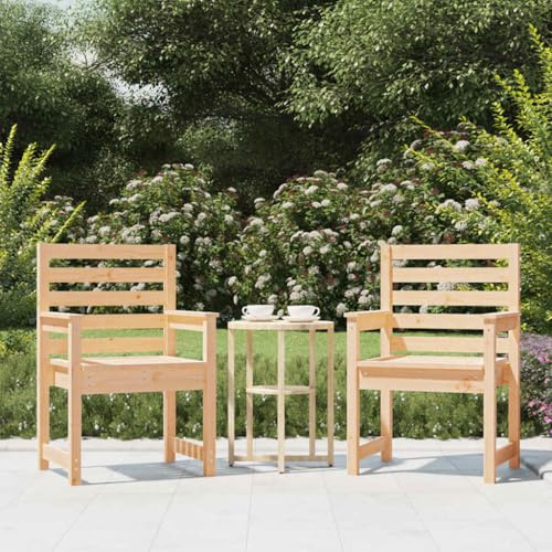 IBUQDDV Gartenstühle 2 Stück aus Massivholz Kiefer 60x48x91 cm für Terrasse Garten robuste Holzstühle zum Entspannen