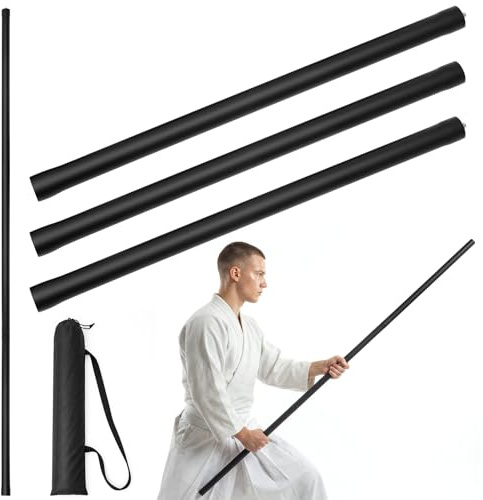 Silipull Collapsible Bo Staff 4ft & 6ft - Foam-padded Martial Arts Training Staff, Escrima Sticks, Yoga Stick Safe Practice, Portable with Carry Bag