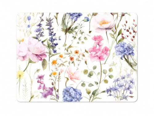 Blumiges Platzset mit Korkunterseite – 40 x 30 cm, 1x Streublumen | langlebende Alternative zu Tischdecken – Schützt den Esstisch vor Kratzern – Pflegeleichter Eyecatcher – Seaside No.64