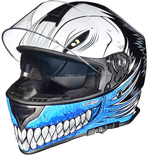 RT-824 Integralhelm Motorradhelm Kinderhelm Motorrad Integral Roller Helm rueger, Farbe:Blue Hollow, Größe:61-62