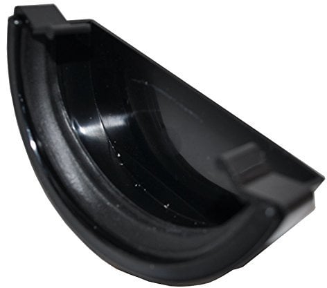Half Round Guttering External Stop End - Black