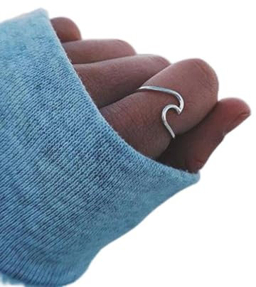 Hwiionne Damen Welle Ring Silber Ewigkeit