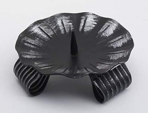 Kerzenleuchter Dreifuß Schwarz gelackt aus Eisen mit Dorn Ø 11 cm, Ideal für Taufkerzen, Kommunionkerzen, Hochzeitskerzen