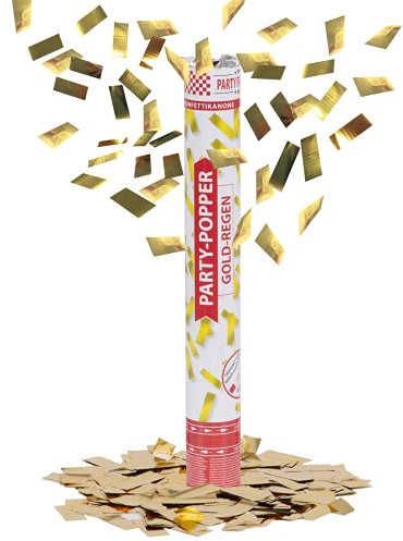 Party Factory 1 Party Popper, 40 cm, Gold Konfetti, bis 8 m Effekthöhe, Konfettiregen für Hochzeit, Geburtstag oder Silvester