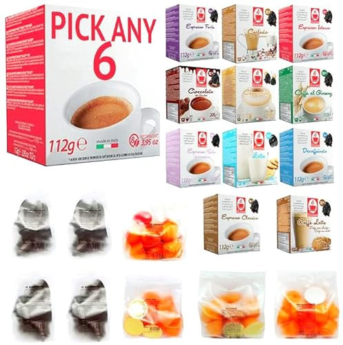Bonini Coffee, Tea and Chocolate Pods, Dolce Gusto Compatible Pods. Pick Any 6 from 20+ Flavours Inc. Espresso Decaf, Cappuccino, Hot Chocolate, Caffe Latte, Hazelnut, Caramel, Irish and More