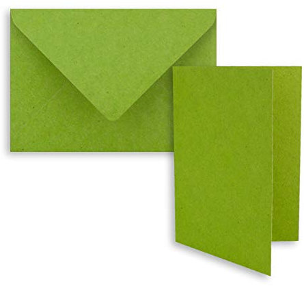 FarbenFroh by GUSTAV NEUSER 50x Faltkarten-Set DIN A7-10,5 x 7,4 cm - mit Umschlägen DIN C7 in Kraftpapier Hellgrün - Kleine Doppelkarten blanko zum Selbstgestalten und Bedrucken